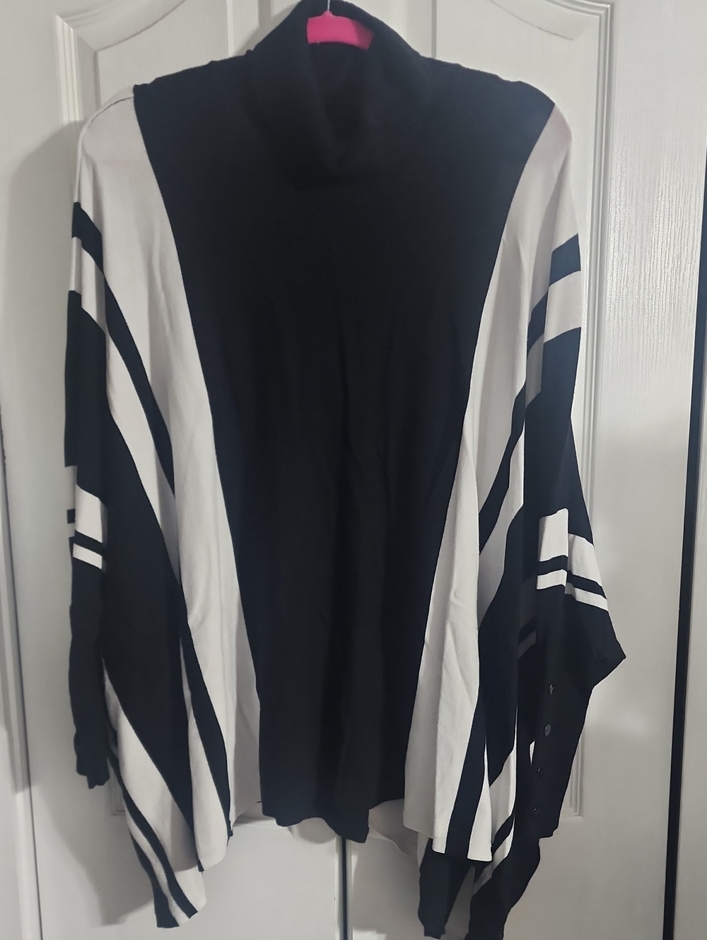 Alfani Black and White Striped Women's Poncho Sweater
